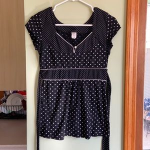 Black Polka Dot Babydoll Tee — Vanity, M
